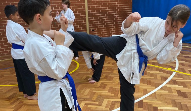 Junior martial arts training at Tan Kyu Shin