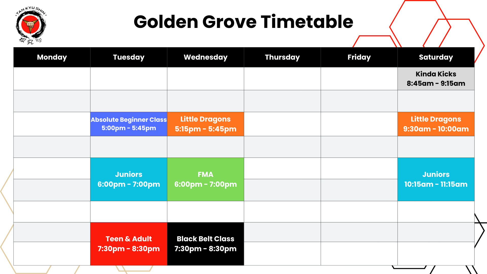 Golden Grove Class Timetable